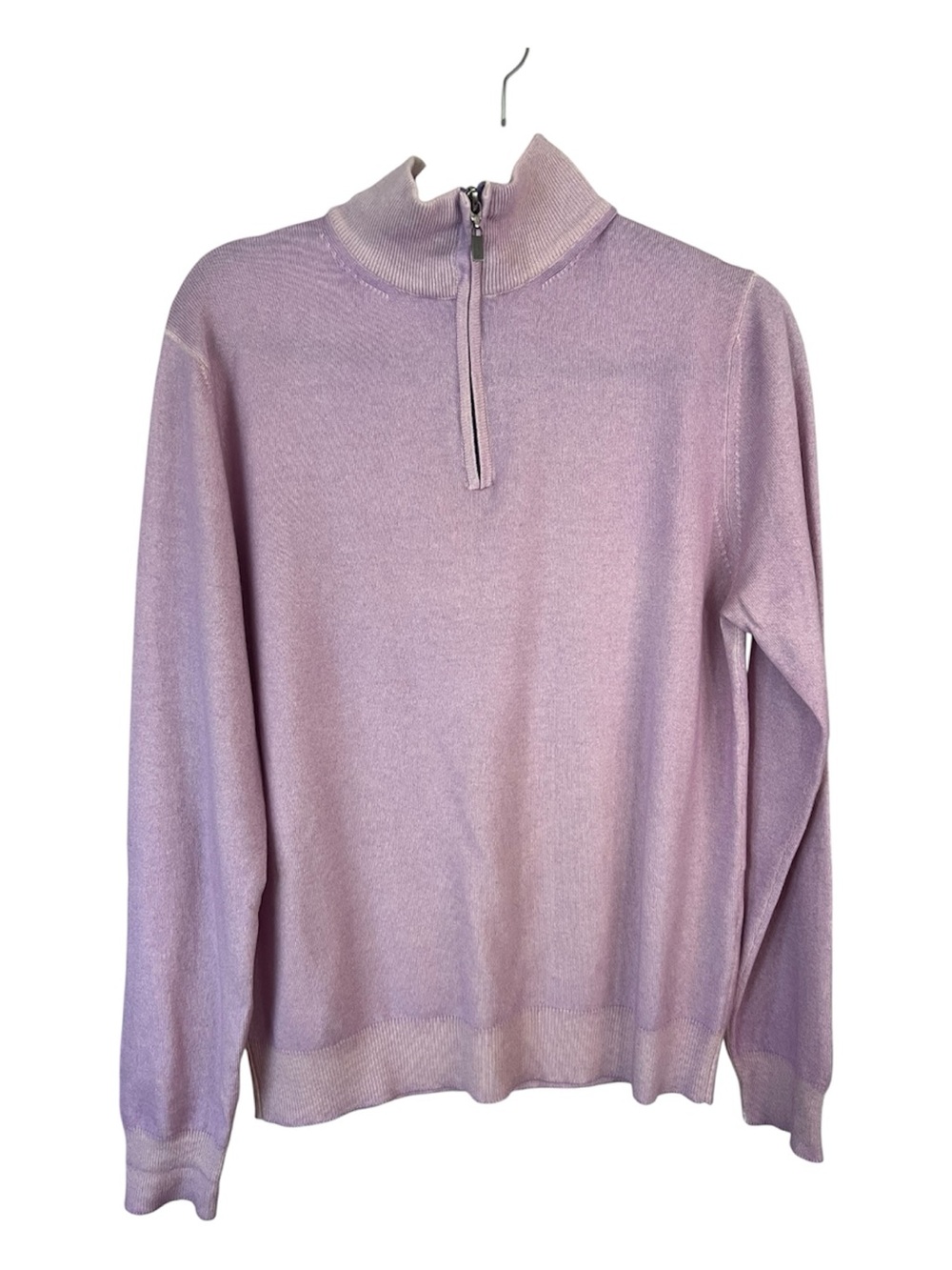 S T DuPont Paris Men's Classic Luxury Cozy Cashmere Lavender 1/4 -Zip Sweater